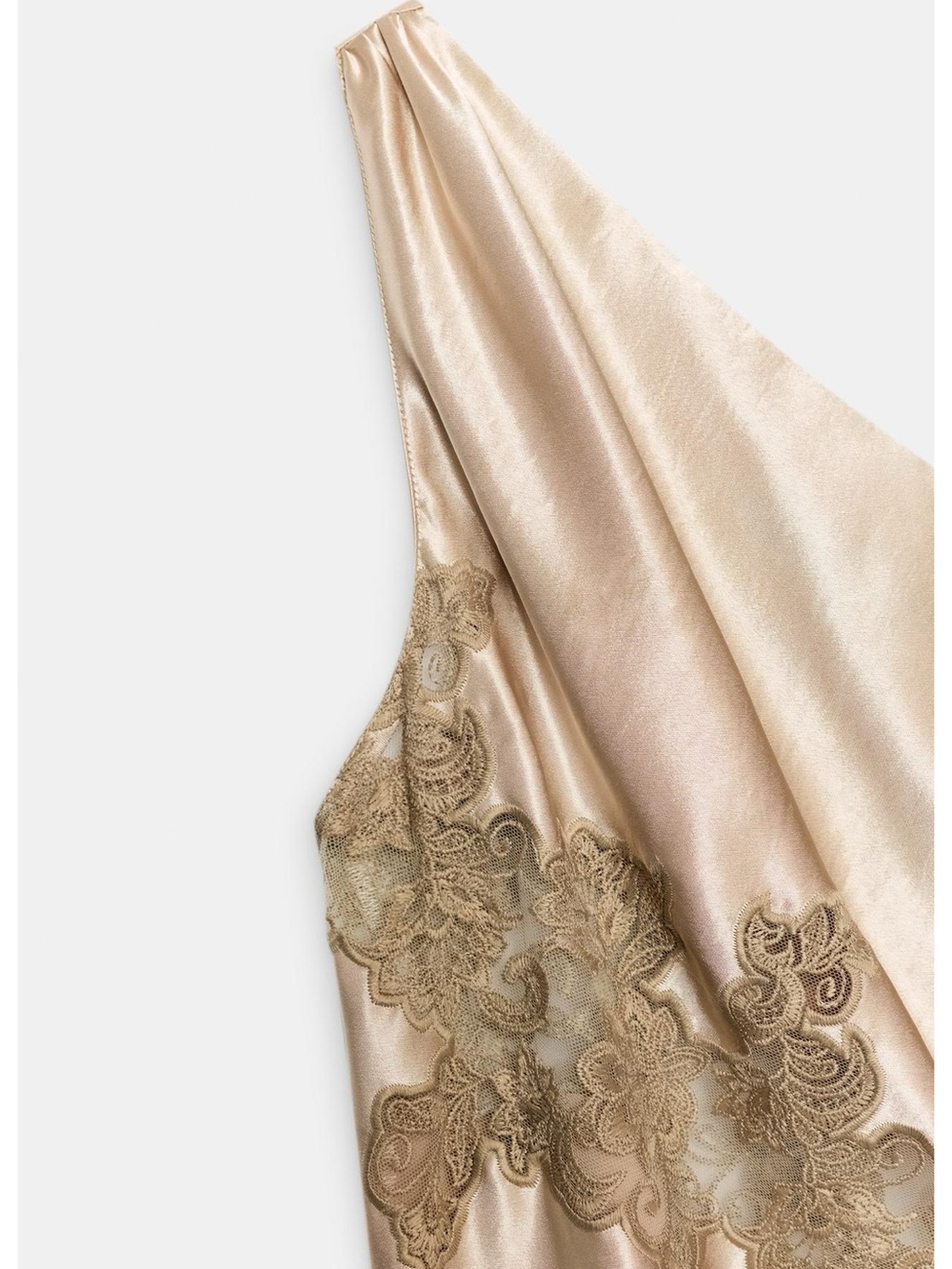 Zara Asymmetric Lingerie Style Midi Dress in Soft Gold - Picture 9 of 11